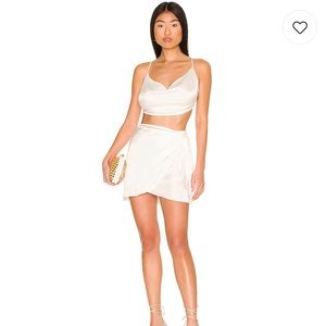 Indah Satin Cowl Neck Top and Wrap Skirt set